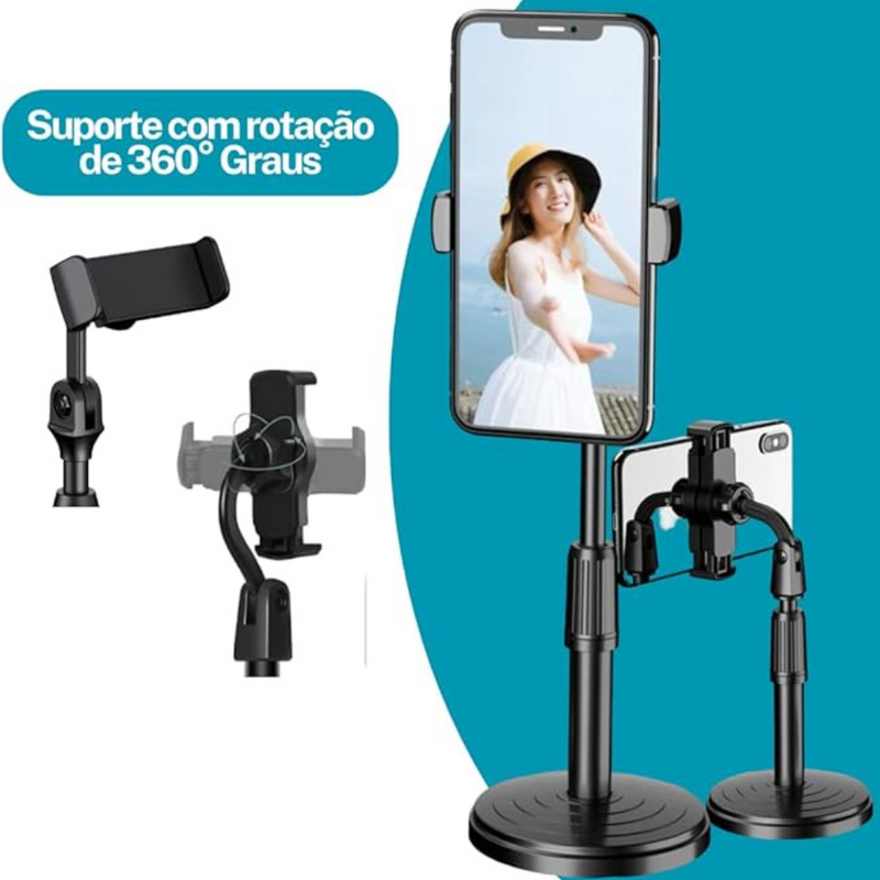 Suporte Tripé de Mesa para Celular Articulável 360°