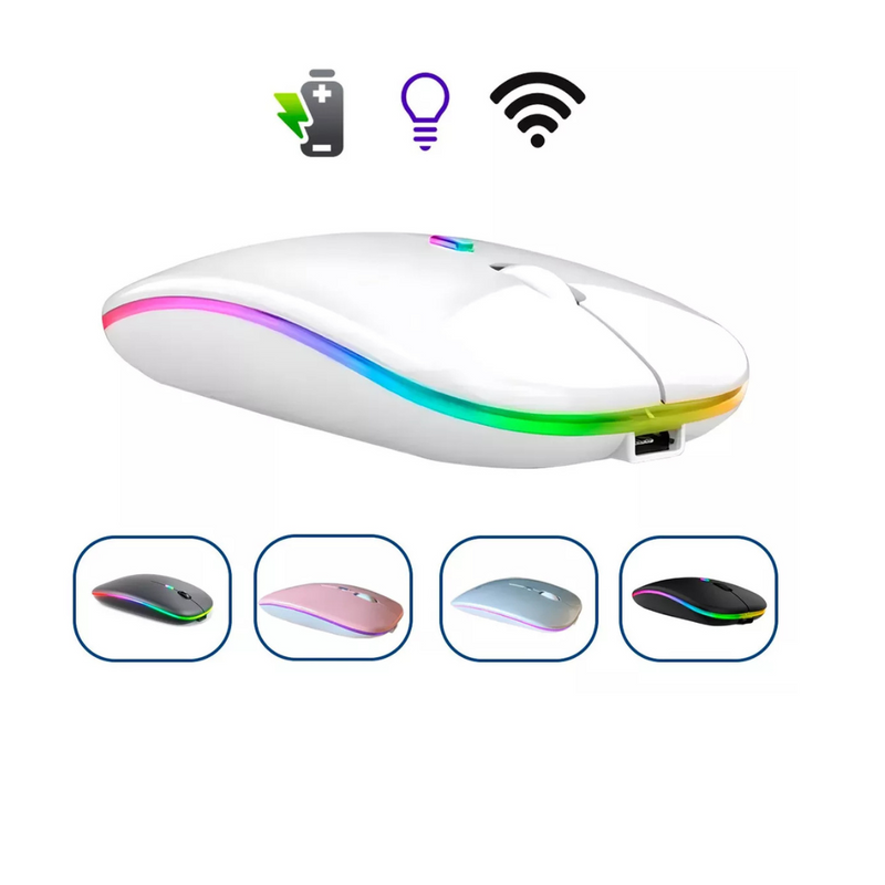 Mouse sem Fio Bluetooth Recarregável LED Kapbom