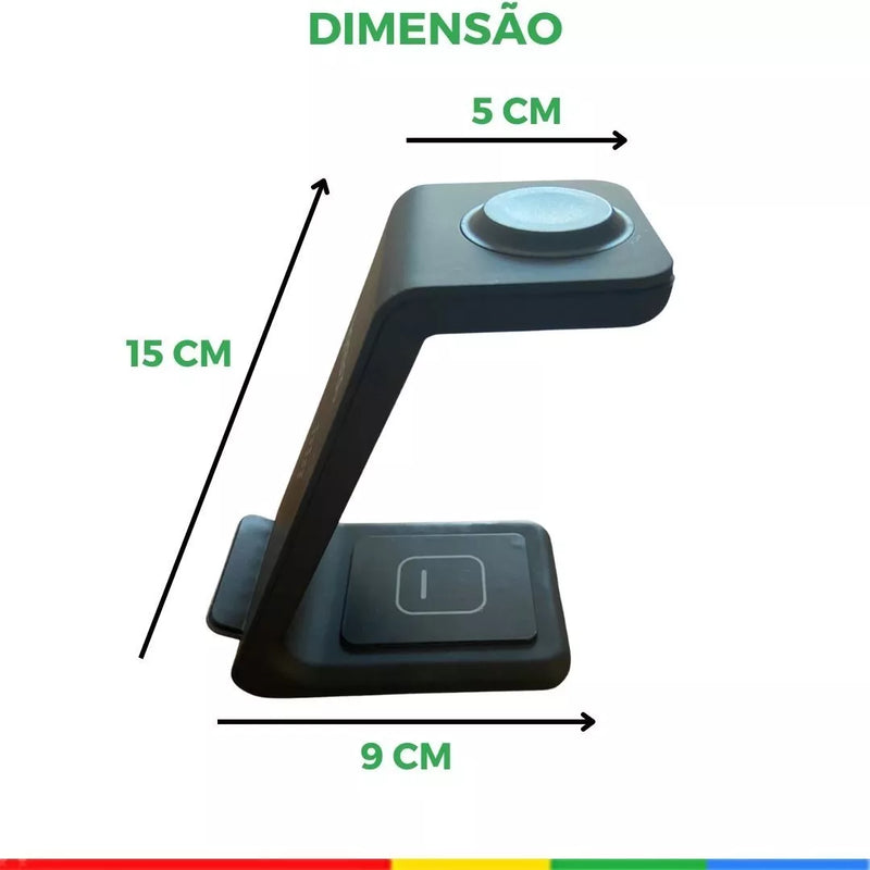 Carregador Indução 3 em 1 (Compatível Apple)