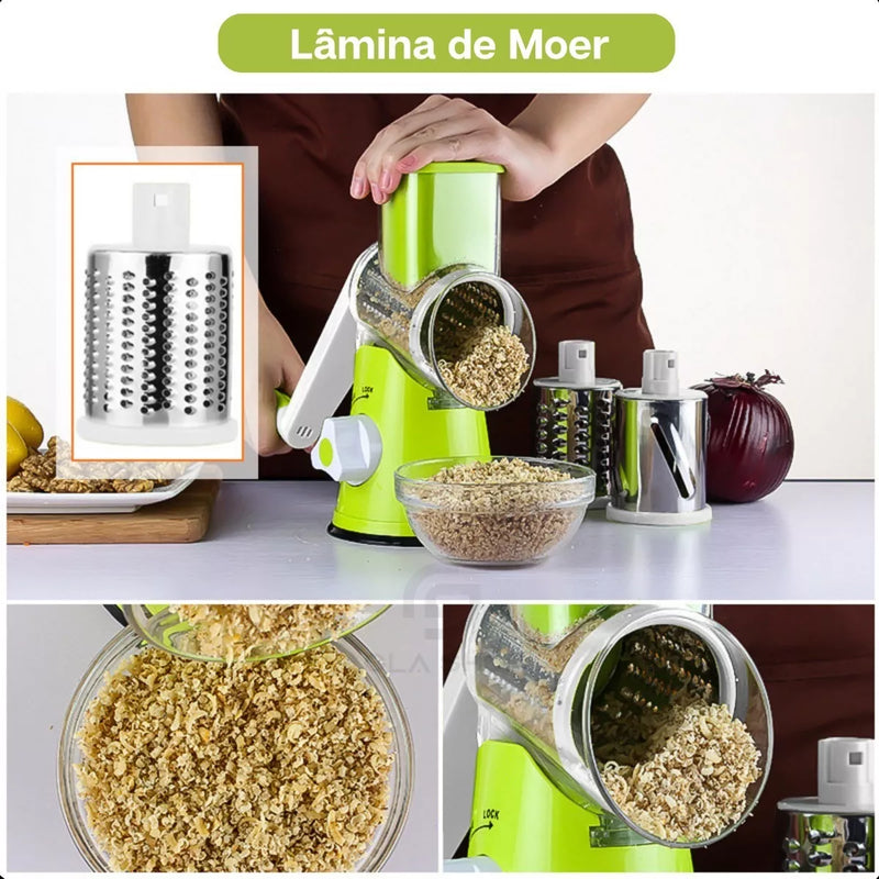 Cortador Ralador Fatiador De Legumes Giratório 3 Lâminas Top