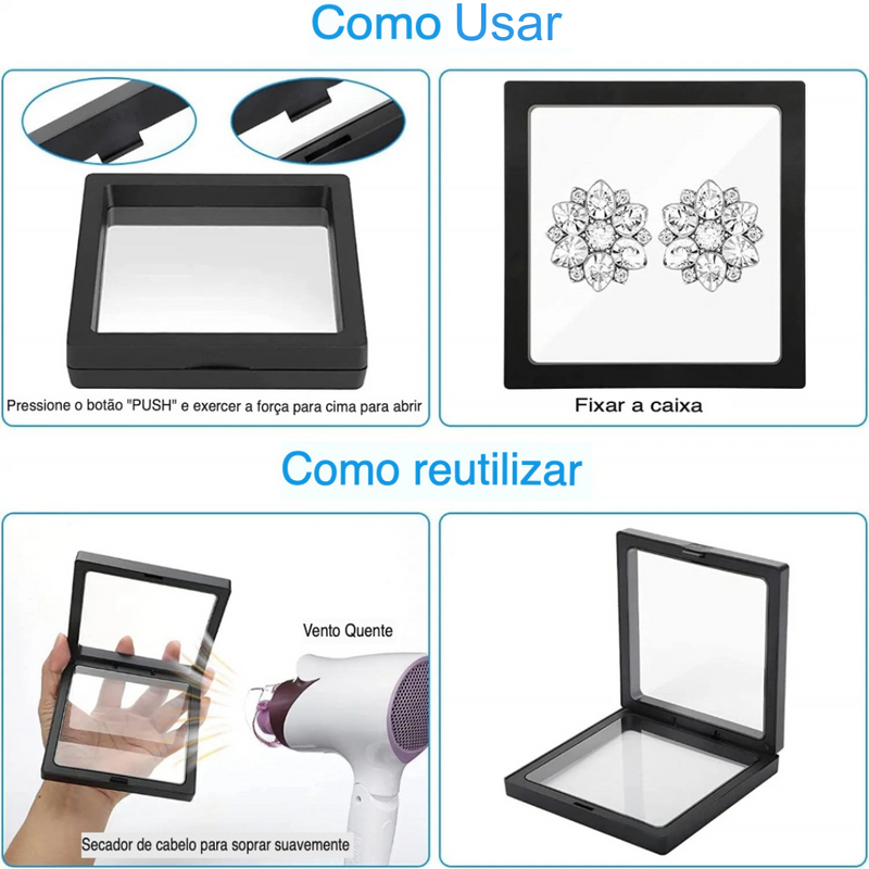 Quadro de Exibição Flutuante (Kit 10 Peças)