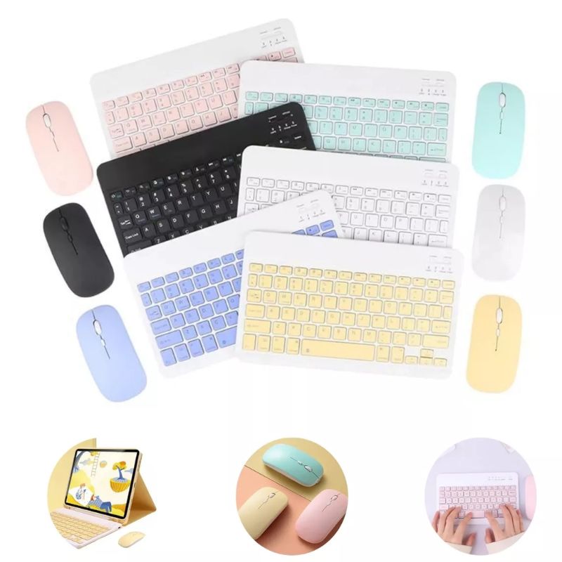 Kit Teclado + Mouse Bluetooth Para Notebook e Tablet