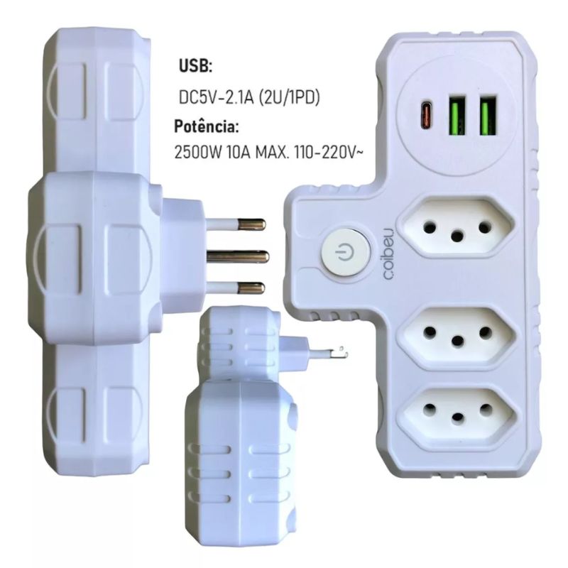 Extensão Tomada com Usb